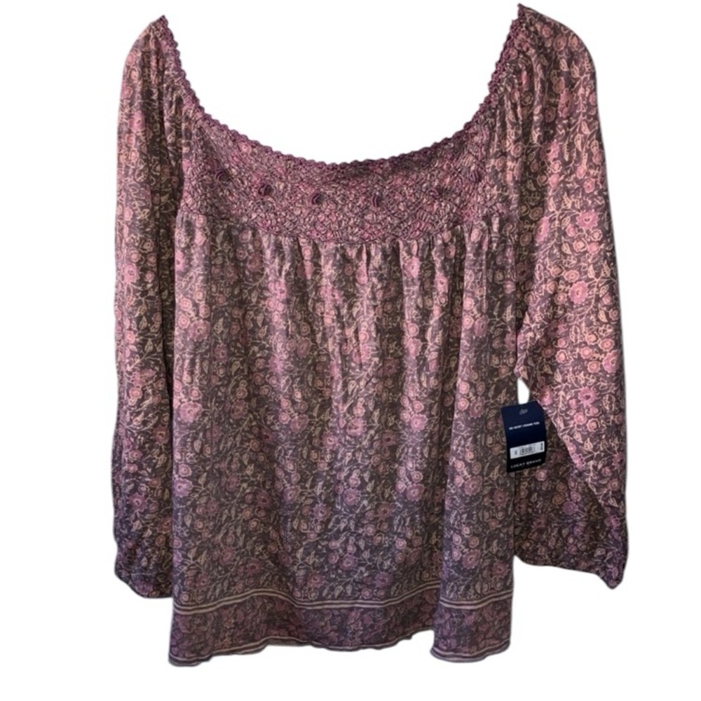 Lucky Brand Purple Smocked Blouse